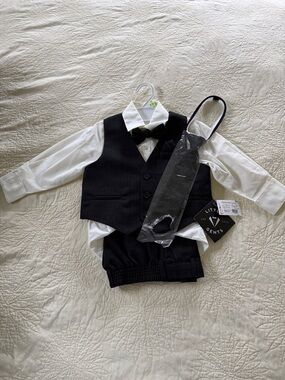 Black & White Boys' Formal Vest Set with Bow Tie